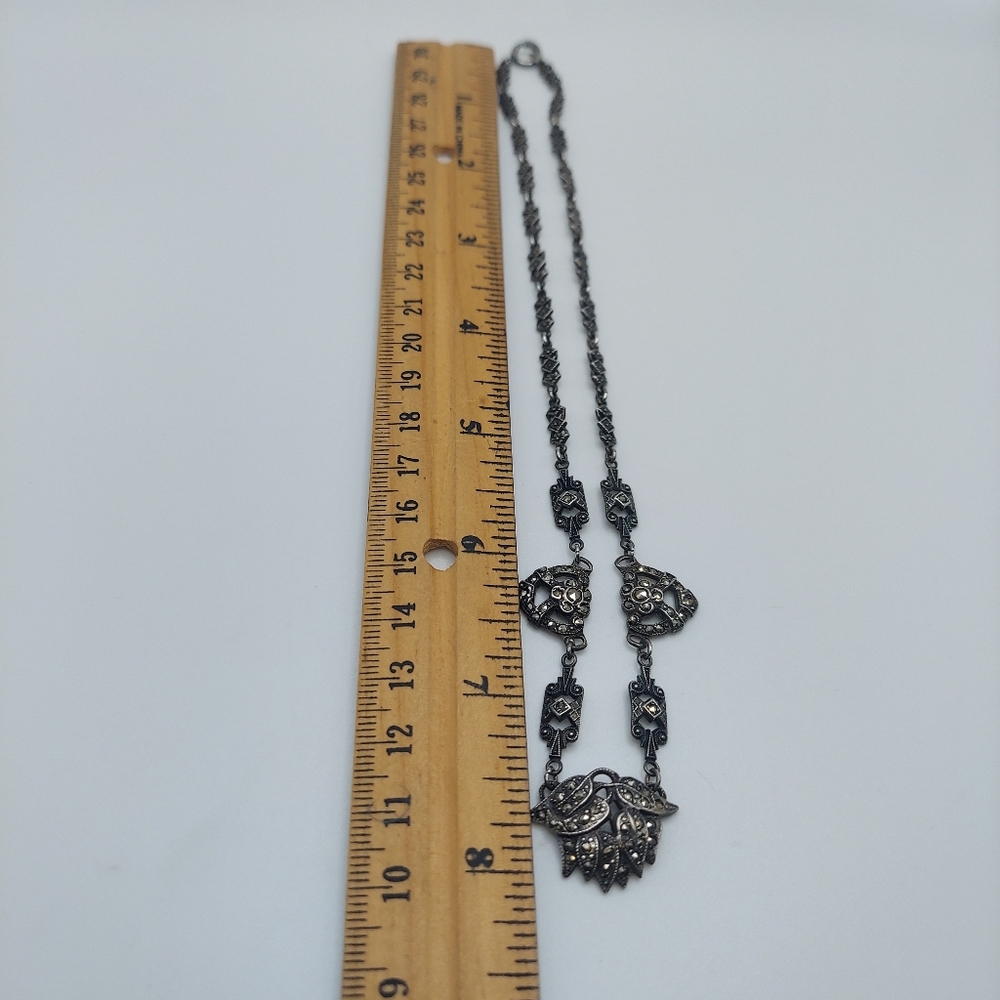 Art Deco Sterling Silver & Marcasite 8" Necklace. - Picture 16 of 16